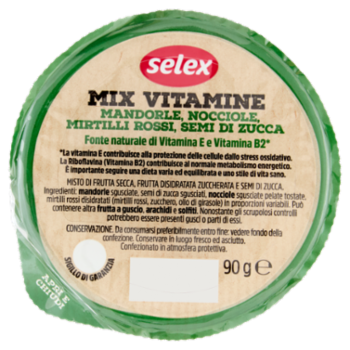 Selex Mix Vitamine Con Mandorle, Nocciole, Mirtilli Rossi e Semi Di Zucca 90 g