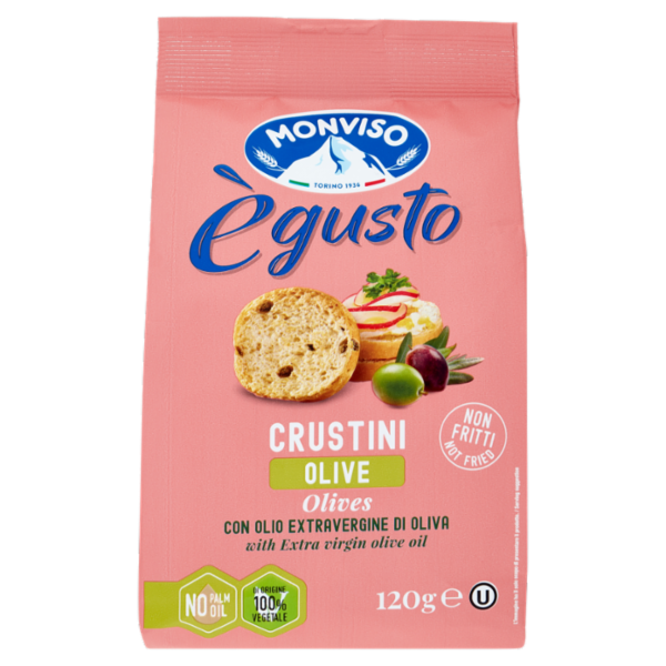 Monviso ègusto Crustini Olive con olio Extravergine di Oliva 120 g