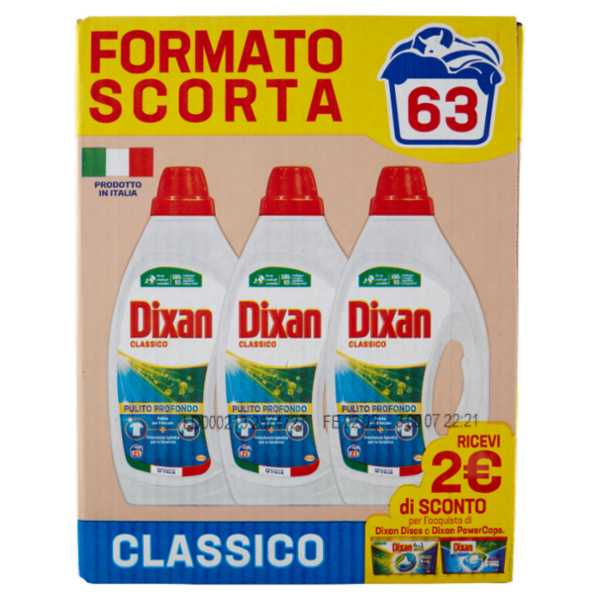 DIXAN Liquido Classico 3x21=63 Lavaggi 3 x 945 ml