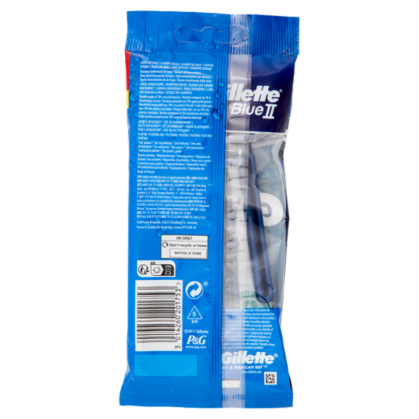 Gillette Blue II Rasoio da Uomo Usa e Getta a 2 Lame, 5 Rasoi
