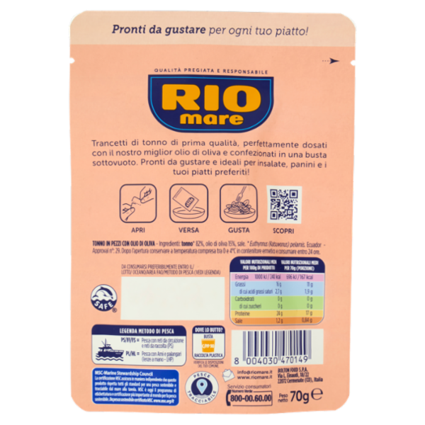Rio mare Trancetti di Tonno con un filo di Olio di Oliva 70 g