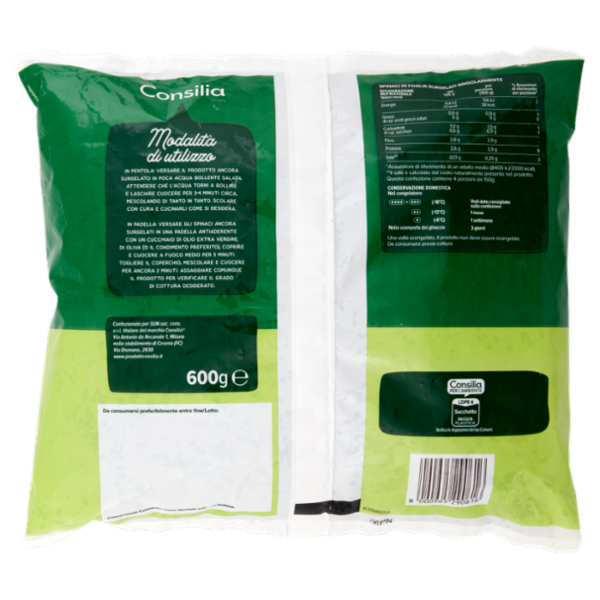 Consilia Spinaci in Foglia Surgelati 600 g