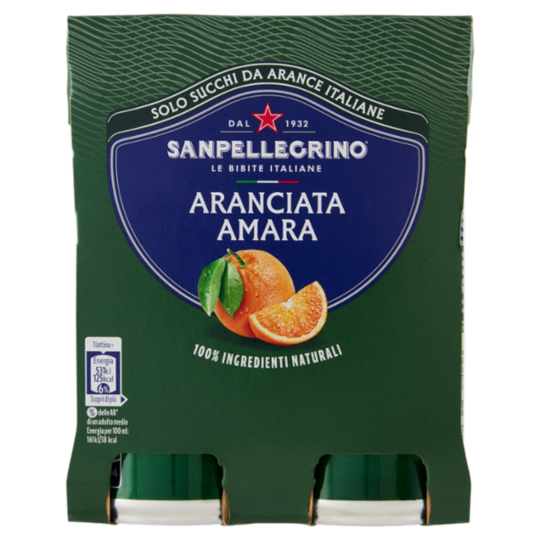 BIBITE SANPELLEGRINO, Bevanda Gassata, Aranciata Amara, Lattina - 4x330ml