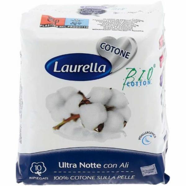 Laurella Bio Assortitit Cotone Con Ali Notte 10 Pezzi