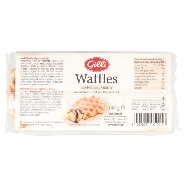Gilli Waffles morbidi gusto vaniglia 140 g