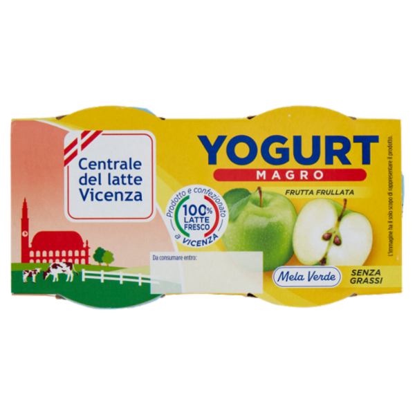 Centrale del latte Vicenza Yogurt Magro Frutta Frullata Mela Verde 2 x 125 g