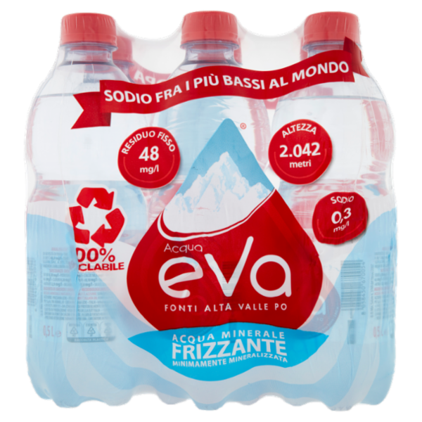 Acqua eva Rocce Azzurre Frizzante 6 x 0,5 L
