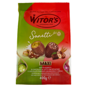 Witor's Sonetti Maxi Ovetti Assortiti Cioccolato Al Latte Con Pistacchio e Cioccolato Fondente 400 g