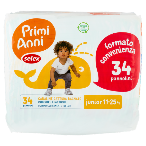 Selex Primi Anni Pannolini per Bambini Junior 11-25 kg 2x17 pezzi