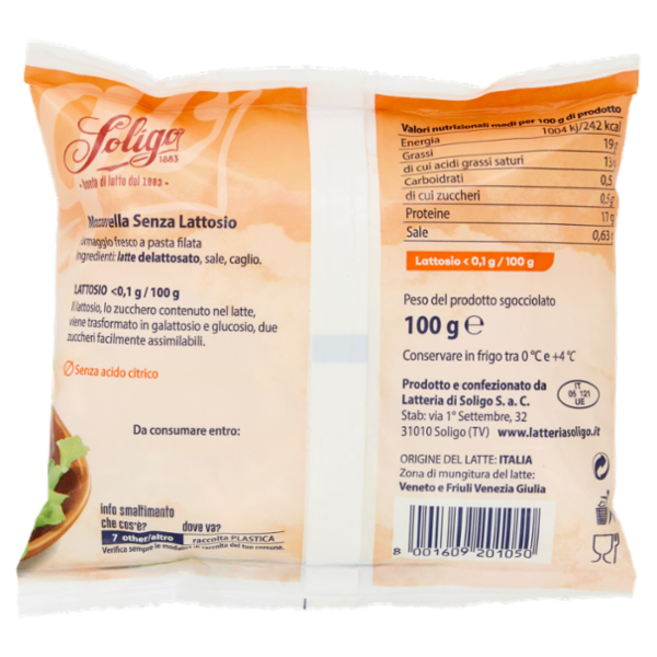 Latteria Soligo Mozzarella bocconcino Senza Lattosio 100 g