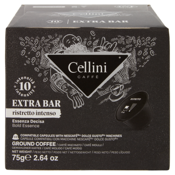Cellini Caffè Extra Bar ristretto intenso 10 Capsule Compatibili 75 g