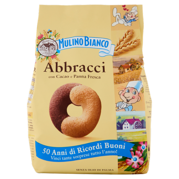 Mulino Bianco Abbracci Biscotti con Cacao e Panna Fresca 350g