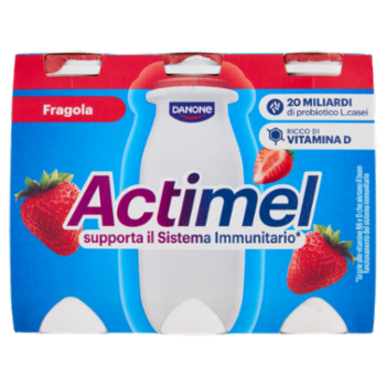ACTIMEL, Yogurt Da Bere Con Vit B6 e D Per Il Sistema Immunitario, Gusto Fragola, 6X100G
