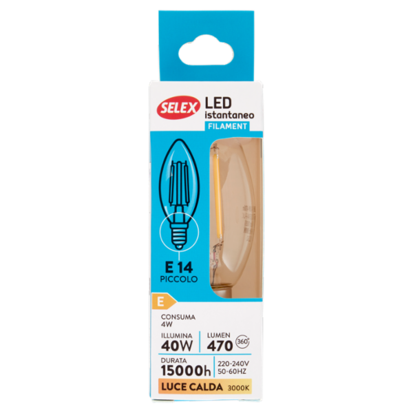 Selex Lampadina Led Candela E14 4W Luce Calda