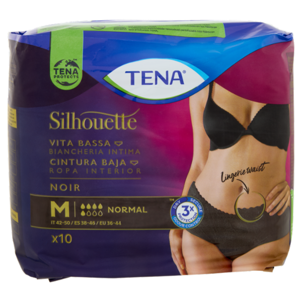 Tena Silhouette Vita Bassa Biancheria Intima Normal M Noir 10 pz