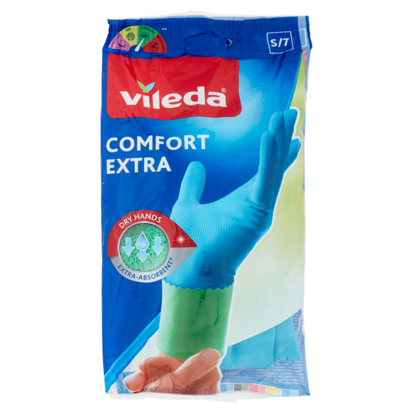 Vileda guanti casalinghi Comfort Extra in lattice, massima protezione e resistenza, taglia S