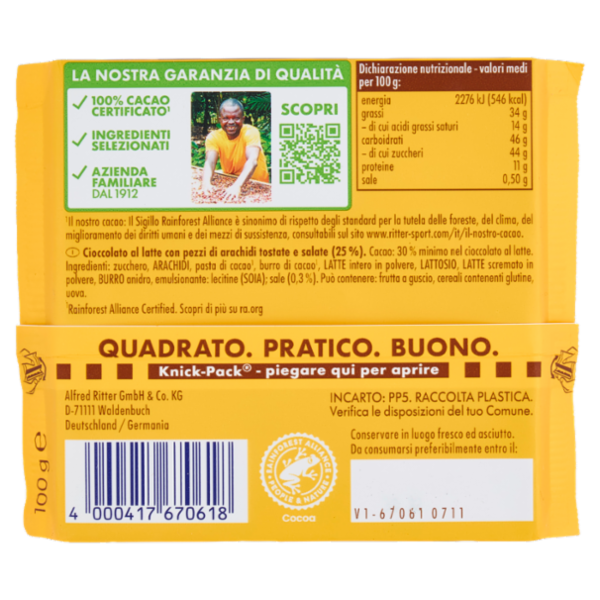 Ritter Sport Special Nuts Arachidi Tostate 100 g