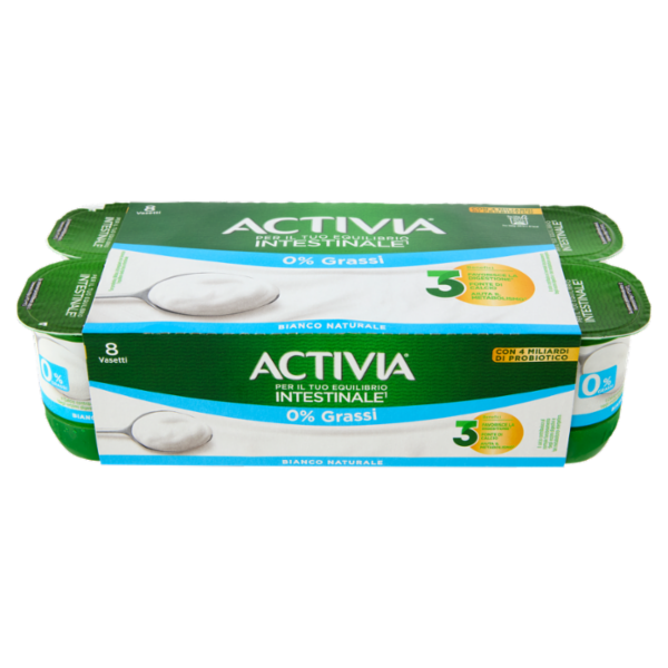 ACTIVIA Yogurt con Probiotico Bifidus, 0% Grassi, Bianco Naturale, 8x125g