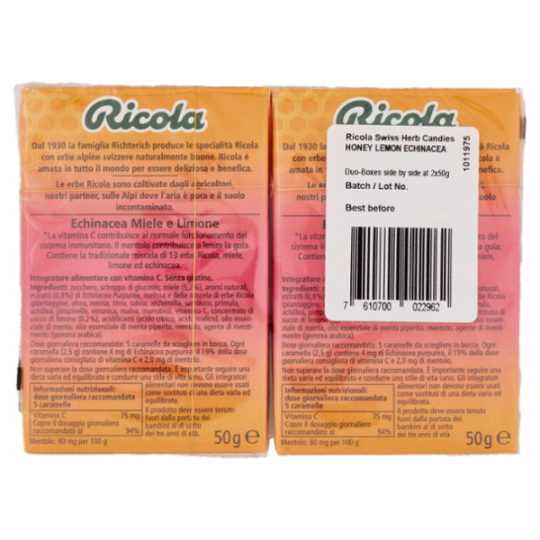 Ricola Echinacea Miele e Limone 2 x 50 g