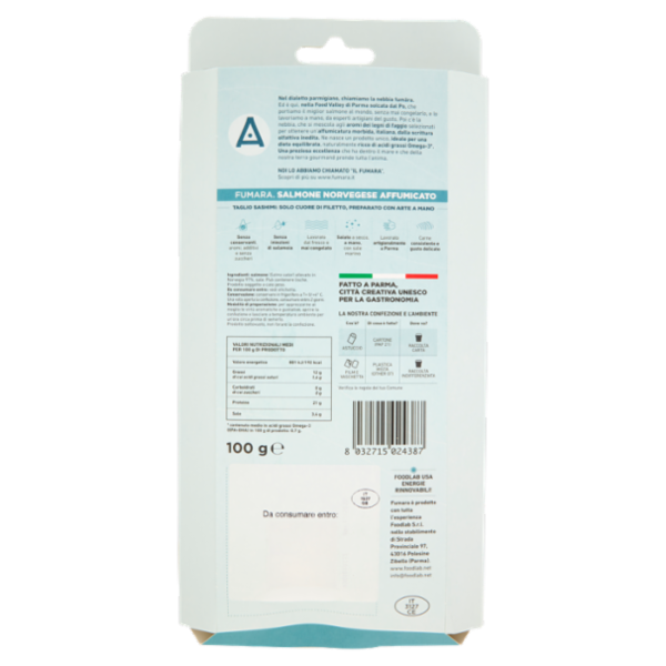 Fumara Salmone Norvegese Affumicato Taglio Sashimi 100 g