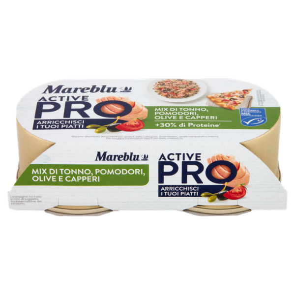 Mareblu Active Pro Mix di Tonno, Pomodori, Olive e Capperi 2 x 130 g
