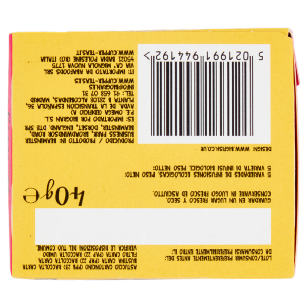 CUPPER Cofanetto Mix di Tisane Biologiche, Confezione Assortita di 5 Infusi, 20 Bustine 40 g