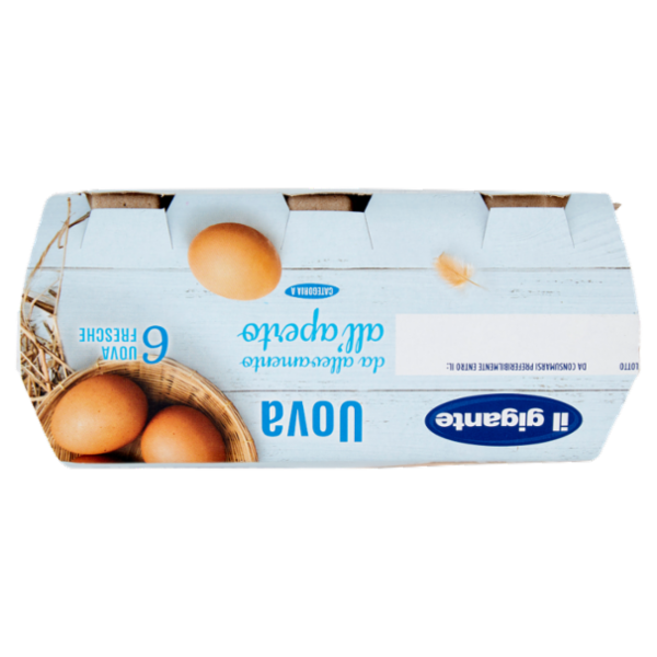 IL GIGANTE Uova da allevamento all'aperto 6 Uova Fresche di Vario Calibro 330 g