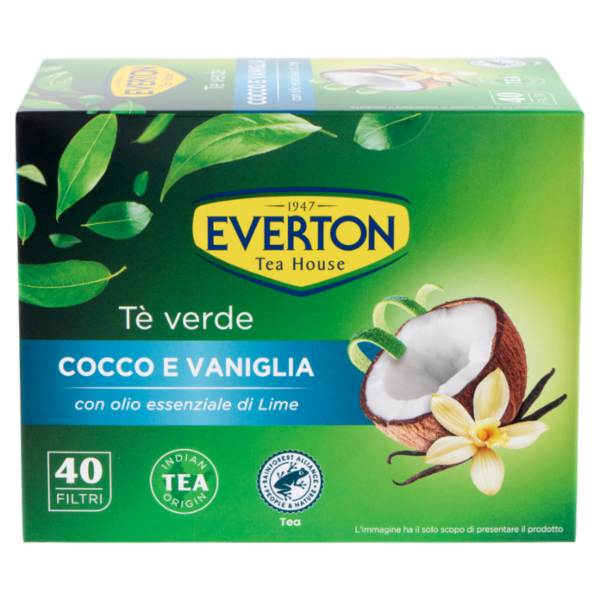 Everton Tè verde Cocco e Vaniglia Filtri 40 x 1,3 g