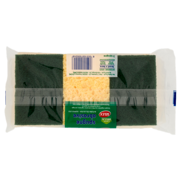 Selex Casa Bella Spugne Abrasive in Pura Cellulosa Doppio Uso 3 pezzi