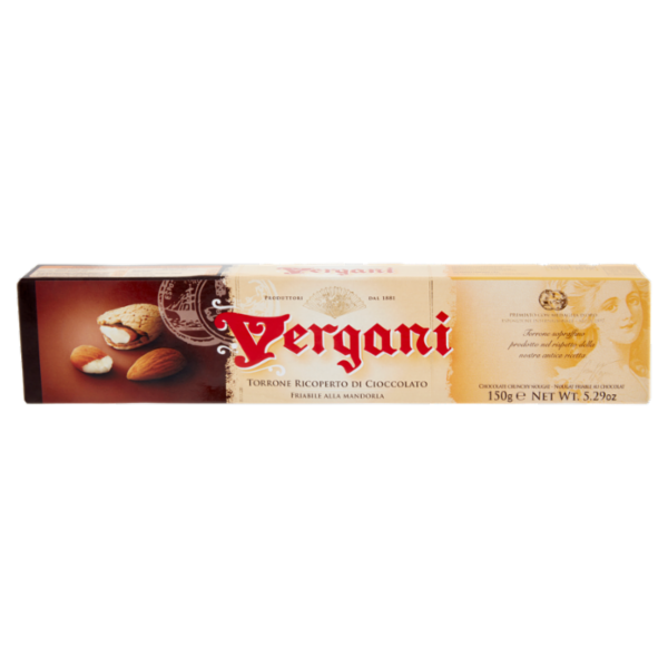 Vergani Torrone Ricoperto di Cioccolato Friabile alla Mandorla 150 g
