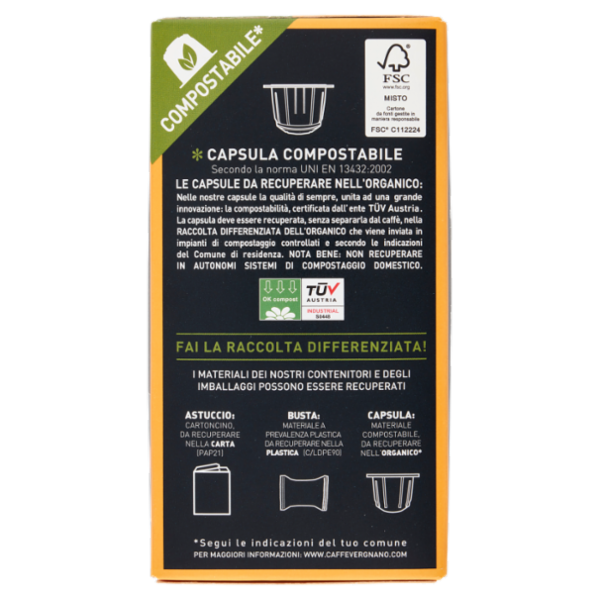 Caffè Vergnano 1882 Èspresso1882 Napoli Compostabile** Capsule Compatibili Nespresso* 10 x 5 g