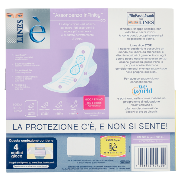 Lines è Assorbenti con ali 36+8 pz