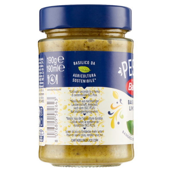 Barilla Pesto Basilico e Limone Condimento e Sugo per Pasta 190g