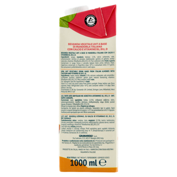 Granarolo 100% Vegetale Mandorla Italiana Zero Zuccheri 1000 ml