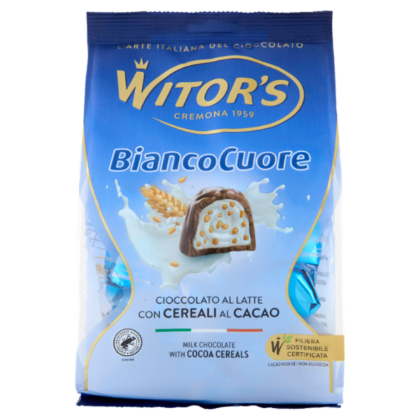 Witor's Bianco Cuore Cioccolato al Latte con Cereali al Cacao 200 g