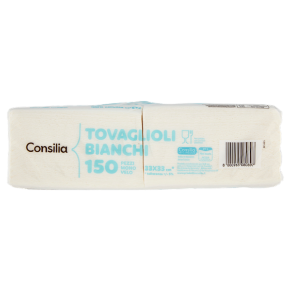 Consilia Tovaglioli 1 Velo 33x33 cm Bianchi 150 pezzi