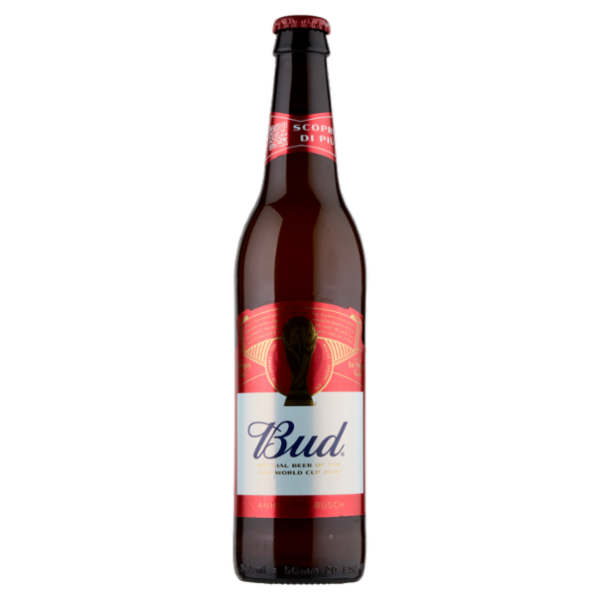 Bud Birra lager internazionale grafica FIFA bottiglia 50 cl