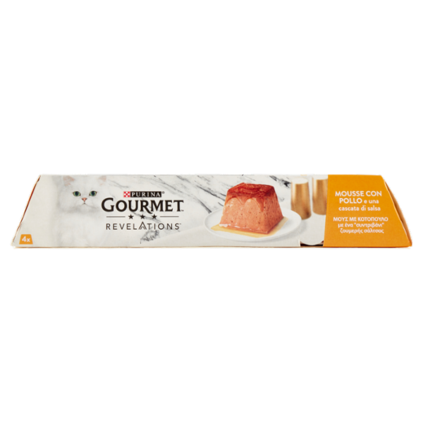 PURINA GOURMET Revelations Mousse con Pollo e una cascata di salsa 4 x 57 g