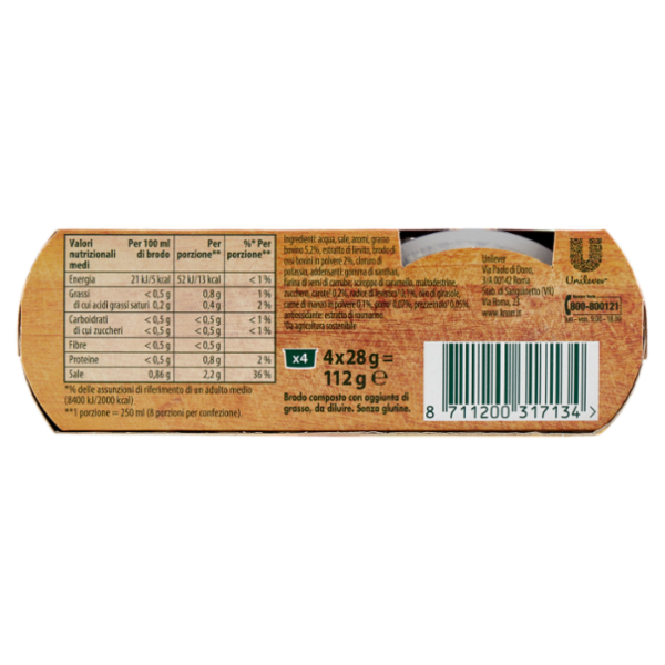 Knorr Cuore di Brodo Manzo -25% di Sale ** 4 x 28 g