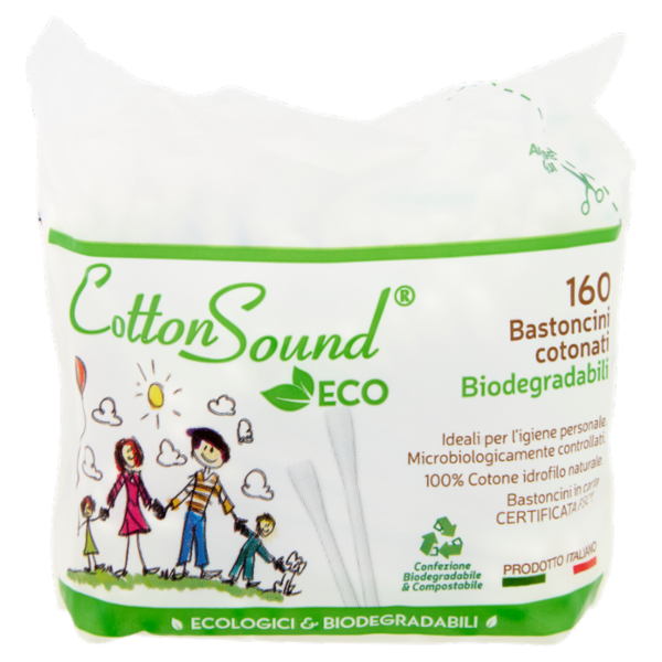 Cotton Sound Eco Bastoncini cotonati Biodegradabili 160 pz