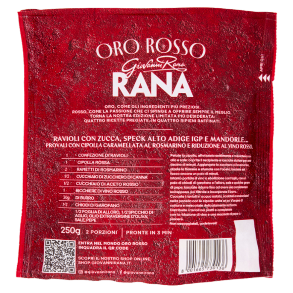 Giovanni Rana Oro Rosso Ravioli con Zucca, Speck Alto Adige IGP e Mandorle 250 g