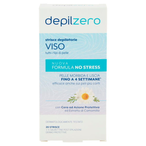 depilzero Strisce Depilatorie Viso e Bikini 20 Strisce + 4 salviettine