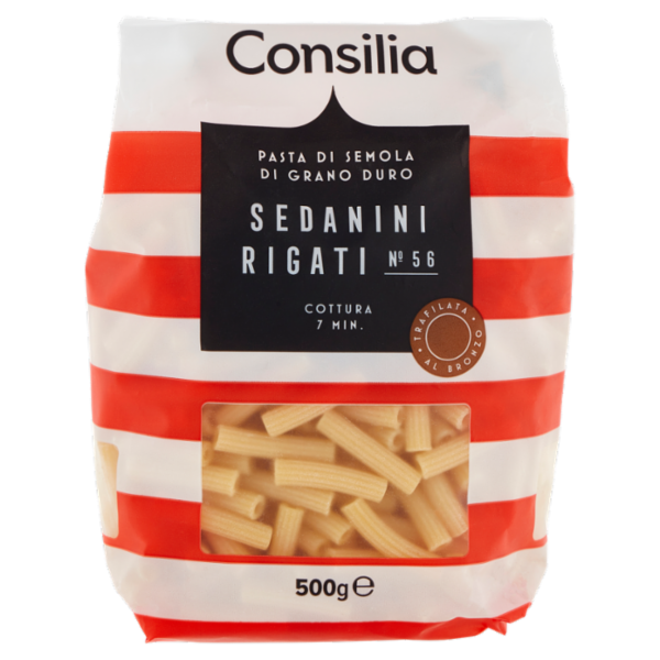 Consilia Pasta di Semola Trafilata al Bronzo Sedanini Rigati 500 g