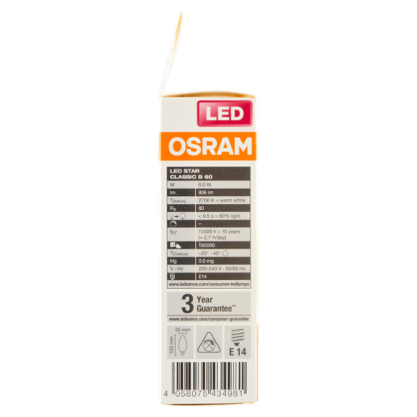 Osram Led Star Classic B 60 Warm White 6.0 W E14