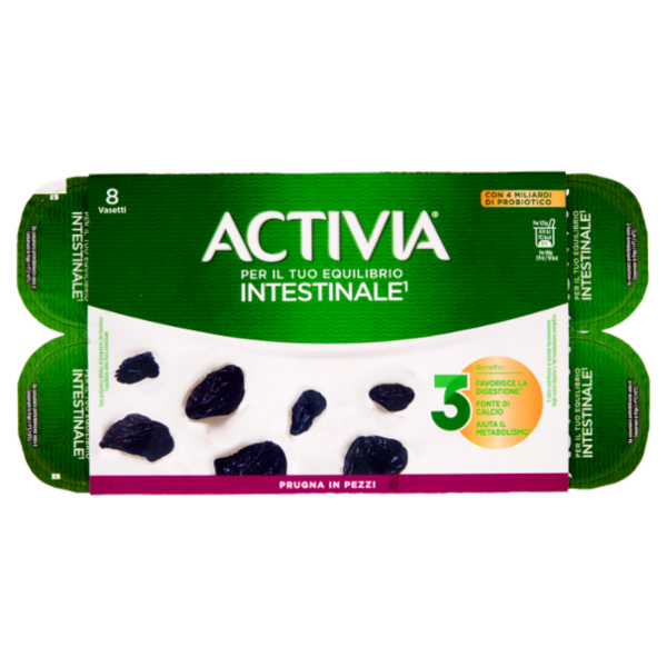 ACTIVIA Yogurt con Probiotico Bifidus, gusto Prugna, 8x125g