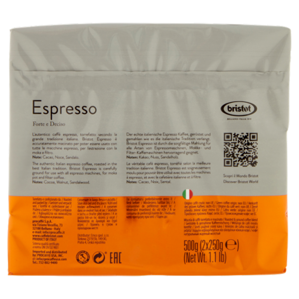 bristot Espresso Caffè Macinato 2 x 250 g