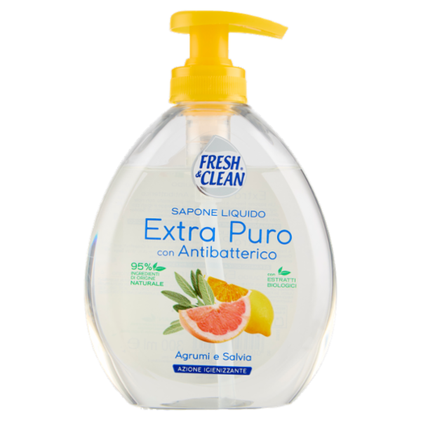 Fresh & Clean Sapone Liquido Extra Puro con Antibatterico Agrumi e Salvia 300 ml