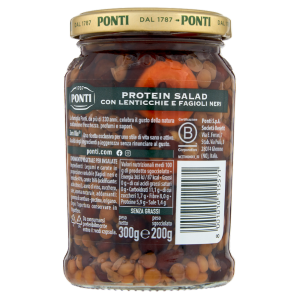 Ponti Zero Olio Protein Salad con Lenticchie e Fagioli Neri 300 g