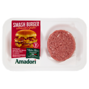 Amadori Smash Burger Hamburger Saporito Con Bacon 0,204 Kg