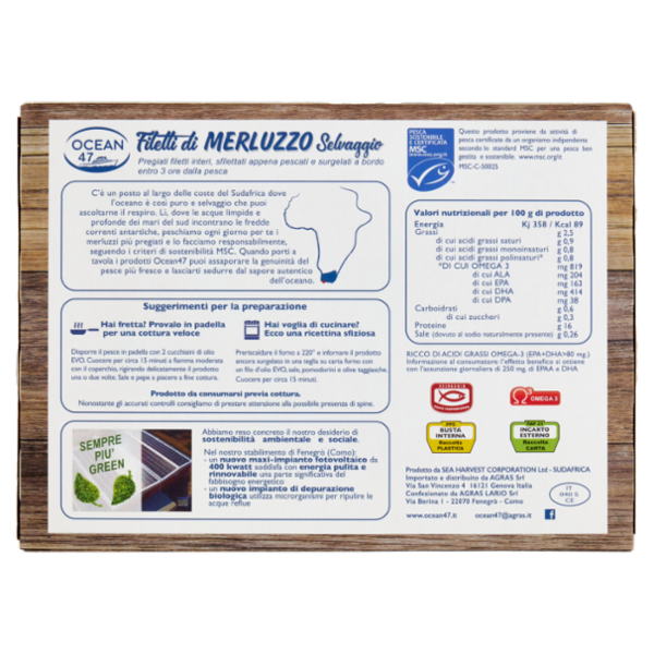 Ocean 47 Filetti di Merluzzo Selvaggio Surgelati 300 g